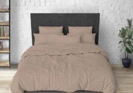 Акція на Простирадло на резинці MirSon полуторне 100x200+25 см Stripe 17-0610 Light Brown Бязь від Rozetka
