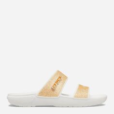 Акція на Жіночі шльопанці для пляжу Crocs Classic glitter sandal 207309-9BE 42-43  27 см Білий/Оранжевий від Rozetka