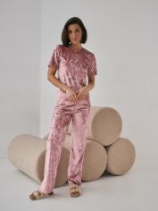 Акция на Піжама (футболка + штани) жіноча BARWA garments 0292/280 L Темно-рожева от Rozetka