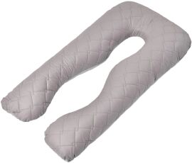 Акция на Наволочка на П-подушку для вагітних IDEIA Мікрофібра Світло-сіра Стьобана з блискавкою 140х75х20 см от Rozetka