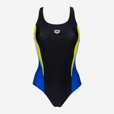 Акція на Суцільний купальник жіночий Arena Threefold V Back One Piece R 006483-780 36 Чорний/Жовтий/Блакитний від Rozetka