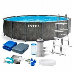 Акция на Бассейн каркасный Intex 26742 Np 457 x 122 см (3 785 л/ч, лестница, тент, подстилка, насос-фильтр, в коробке) от Stylus