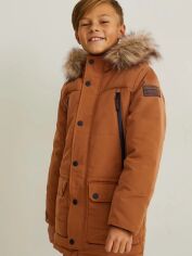 Акция на Підліткова зимова куртка-парка довга для хлопчика C&A GD-00062046 182 см Коричнева от Rozetka