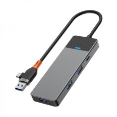 Акция на Wiwu Linker Adapter A431C USB/USB-C to USB-C+3xUSB3.0 Gray от Y.UA