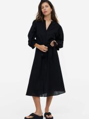 Акція на Плаття-сорочка міді літнє жіноче H&M 061139039_black XS Чорне від Rozetka