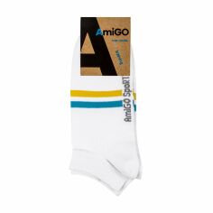 Акція на Шкарпетки чоловічі AmiGO SS02 спортивні, білі зі смужками, розмір 25 від Eva