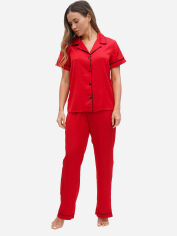 Акция на Піжама (сорочка + штани) жіноча великих розмірів Martelle Lingerie М-320 42 (XL) Червона от Rozetka