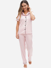 Акция на Піжама (сорочка + штани) жіноча великих розмірів Martelle Lingerie М-320 42 (XL) Рожева пудра от Rozetka