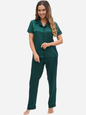 Акция на Піжама (сорочка + штани) жіноча великих розмірів Martelle Lingerie М-320 42 (XL) Темно-зелена от Rozetka