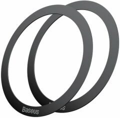 Акція на Пластина для MagSafe Baseus Halo Series Magnetic Metal Ring (2pcs) Black (PCCH000001) від Y.UA