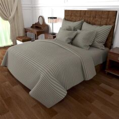 Акция на Простирадло на гумці MirSon Бязь 17-0601 Stripe Gray 180x190x25 см от Rozetka