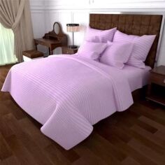 Акція на Простирадло на резинці MirSon двоспальне 180x190+25 см Stripe 17-0603 Violet Бязь від Rozetka