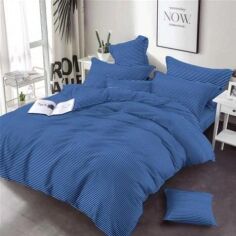 Акція на Простирадло на гумці MirSon Бязь 17-0609 Stripe Blue 150x190x25 см від Rozetka