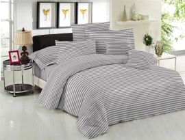 Акція на Простирадло на резинці MirSon двоспальне 180x200+25 см Stripe 17-0600 White Gray Бязь від Rozetka