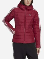 Акция на Куртка демісезонна коротка з капюшоном жіноча Adidas Hooded Premium Slim Jacket HS6769 34.5 Бордова от Rozetka