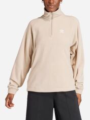 Акция на Толстовка утеплена без капюшона жіноча Adidas Neutral Court 1/4 Zip Track Top "Wonder Beige" IS5241 S Бежева от Rozetka