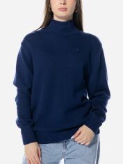 Акция на Светр в'язаний зимовий теплий оверсайз жіночий Adidas Premium Essentials Knit Jumper W "Dark Blue" IM3825 S Темно-синий от Rozetka