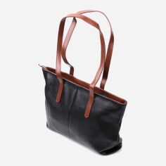 Акція на Сумка шопер жіноча з натуральної шкіри шкіряна Vintage leather-22281 Чорна від Rozetka