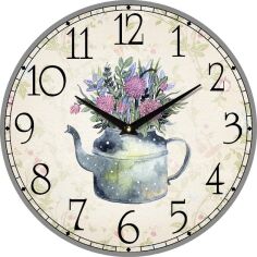 Акція на Настінний годинник UTA 028 VP Чайник із квітами від Rozetka