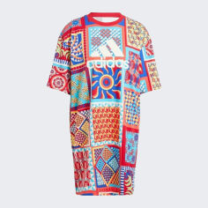 Акция на Сукня-футболка міні літнє жіноче Adidas FARM DRESS IQ4506 S Boblue/Powred от Rozetka