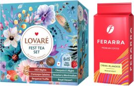 Акція на Комплект чаю Lovare Чай асорті Fest Tea Set 90 пакетиків + Кава Ferarra Crema Irlandese 250 г від Rozetka