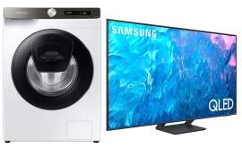 Акція на Повнагабаритна пральна машина SAMSUNG WW90T554CAT1UA + Телевізор Samsung QE65Q70CAUXUA (комплект) від Rozetka