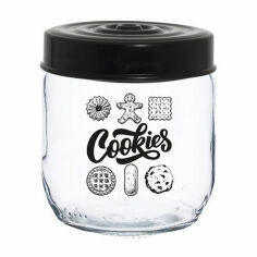 Акция на Банка для зберігання продуктів Herevin Jar-Black Cookies з кришкою, 425 мл, 10*9*9 см (171341-001) от Eva