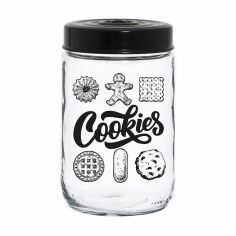 Акція на Банка для зберігання продуктів Herevin Jar-Black Cookies з кришкою, 660 мл, 14.3*9*9 см (171441-001) від Eva