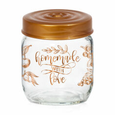 Акція на Банка для зберігання продуктів Herevin Decorated Jam Jar-Homemade With Love з кришкою, 10*9*9 см, 425 мл (171341-072) від Eva