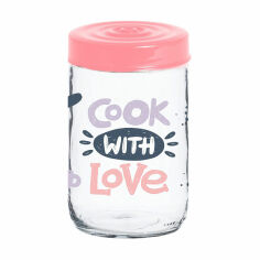Акція на Банка для зберігання продуктів Herevin Jar-Cook With Love з кришкою, 660 мл, 14.3*9*9 см (171441-074) від Eva