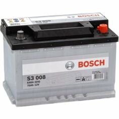 Акція на Автомобильный аккумулятор Bosch 70Ah-12v (S3008), R+, EN640 (52371042564) (0092S30080) від MOYO