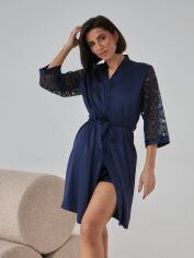 Акция на Халат жіночий BARWA garments 0337 S Темно-синій от Rozetka