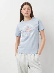 Акція на Футболка бавовняна жіноча Converse Womens Knit T-Shirt 10026049-050 L Блакитна від Rozetka