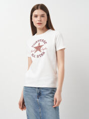 Акция на Футболка бавовняна жіноча Converse Womens Knit T-Shirt 10026049-102 S Біла от Rozetka