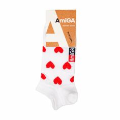 Акция на Шкарпетки жіночі AmiGA укорочені, білі, з серцями, розмір 23-25 от Eva