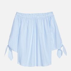 Акція на Блузка жіноча H&M 0578020_біл.сму.завязк_02 32 Блакитна від Rozetka