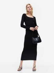 Акция на Плаття-футболка міді літнє жіноче H&M 061170885 S Чорне от Rozetka