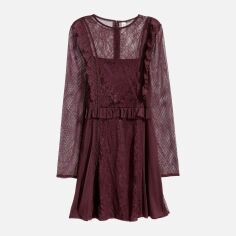 Акція на Сукня вечірня міді жіноча H&M 0535660_02 36 Бордова від Rozetka