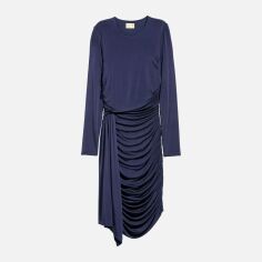 Акція на Сукня вечірня міді жіноча H&M 0600791_тем.син_02 32 Темно-синя від Rozetka
