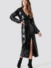 Акція на Сукня вечірня міді осіння жіноча NA-KD 1017-000229-0002 36 Чорна від Rozetka