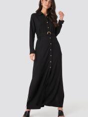 Акція на Сукня довга літня жіноча NA-KD 1018-003649-3086 34 Чорна від Rozetka