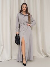 Акція на Плаття-сорочка довге осіннє жіноче ISSA PLUS 14460 XL Сіре від Rozetka