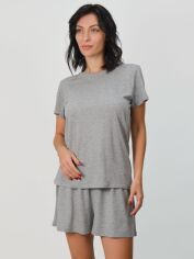 Акція на Піжама (футболка + шорти) жіноча Leinle Milinda 1135 M Сірий меланж від Rozetka