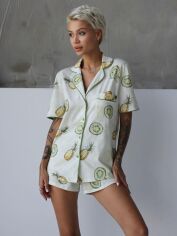Акция на Піжама (футболка + шорти) жіноча бавовняна великих розмірів leinle Pineapple 1551 2XL Різнобарвна от Rozetka