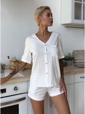 Акція на Піжама (футболка + шорти) жіноча бавовняна Roksana Lana 1555 XS Біла від Rozetka