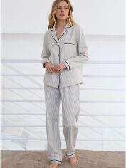 Акція на Піжама (кофта + штани) жіноча бавовняна великих розмірів Roksana Fresh Look 1245 2XL Світло-сіра від Rozetka