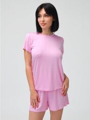 Акция на Піжама (футболка + шорти) жіноча великих розмірів Leinle Josephine 1135 XL Рожева от Rozetka
