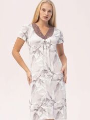 Акция на Нічна сорочка жіноча великих розмірів Roksana 1364 XL Білий/Коричневий от Rozetka