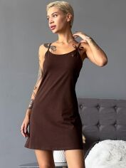 Акция на Нічна сорочка жіноча бавовняна великих розмірів Roksana Lana 1571 XL Коричнева от Rozetka