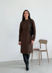 Акция на Платье Оливия oversize Art Knit коричневый ONE SIZE от Podushka